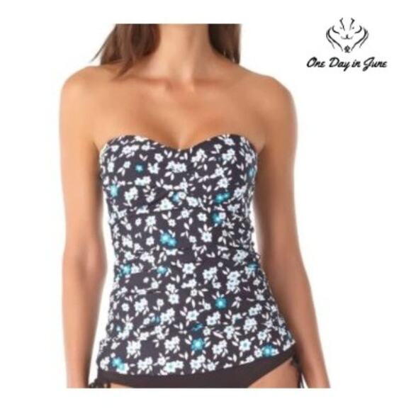 Anne Cole Twist Front Bandeau Tankini Top Size XS - Picture 3 of 3